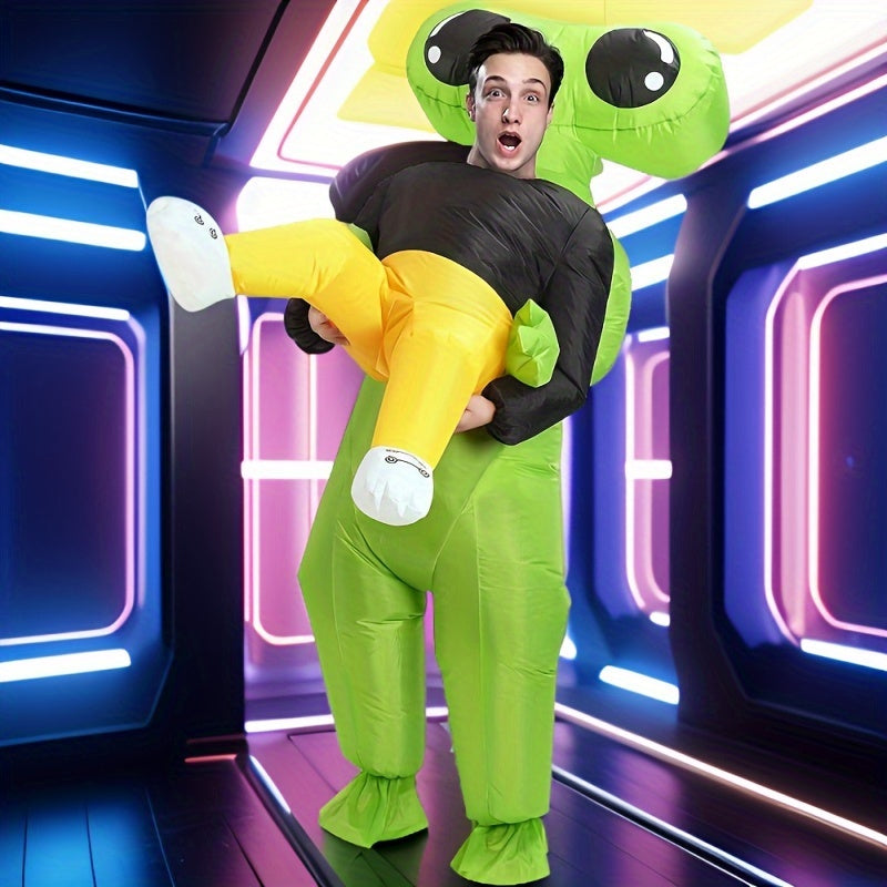 Grappig Opblaasbaar Kostuum Alien voor Mannen – Ride-On Effect, Lichtgewicht, Perfect voor Halloween en Cosplay
