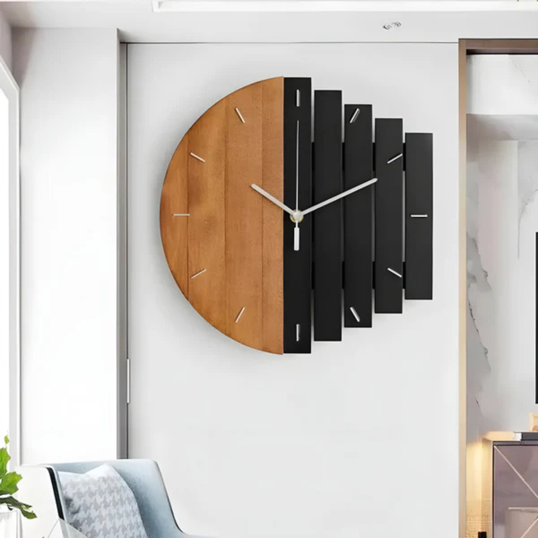 Grote wandklok met 3D-design – Stil en tijdloos voor de woonkamer