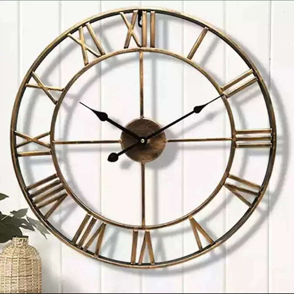 Grote Wandklok Antiek Ontwerp - 40 cm Ronde Wandklok voor Woonkamer en Slaapkamer