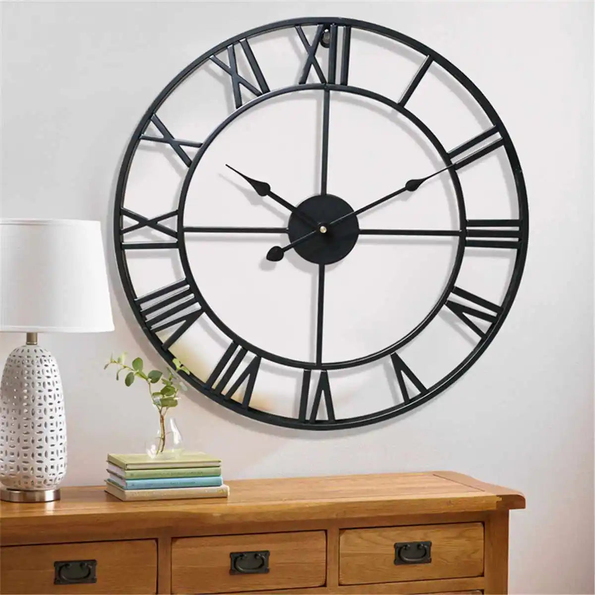 Grote Wandklok Antiek Ontwerp - 40 cm Ronde Wandklok voor Woonkamer en Slaapkamer