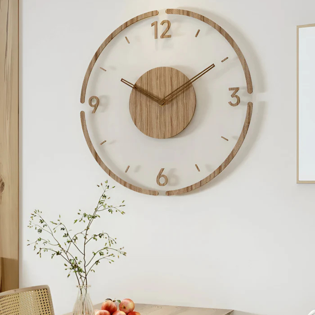 Grote wandklok met stil uurwerk – modern design voor de woonkamer, diameter 30 cm