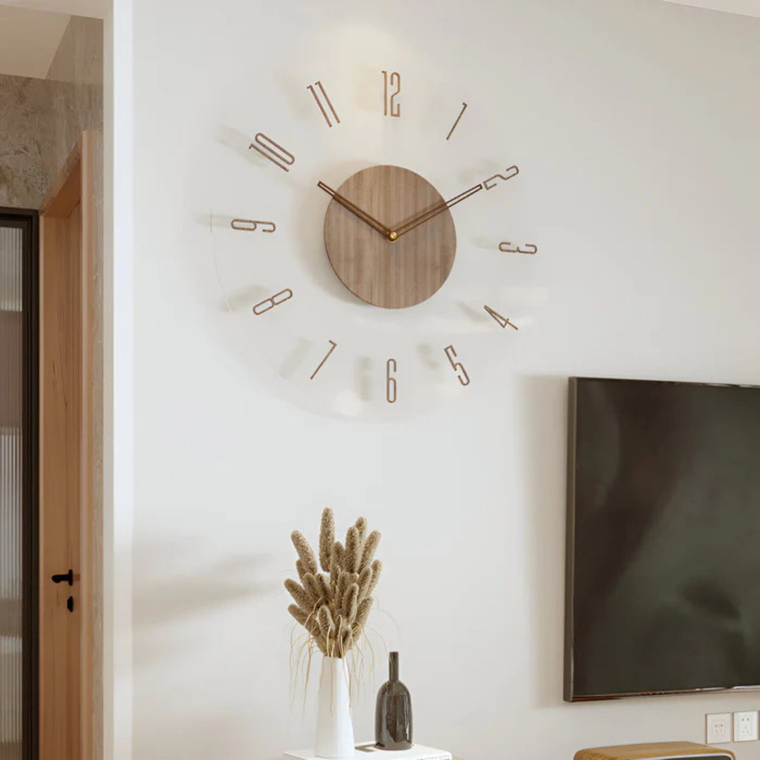 Grote wandklok met stil uurwerk – modern design voor de woonkamer, diameter 30 cm