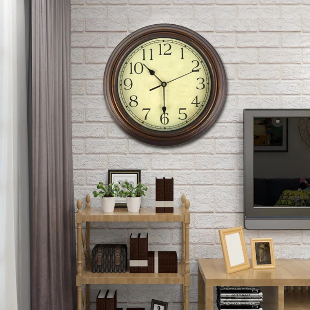 Grote wandklok met stil quartz-uurwerk – 35 cm retro wandklok voor een tijdloos interieur