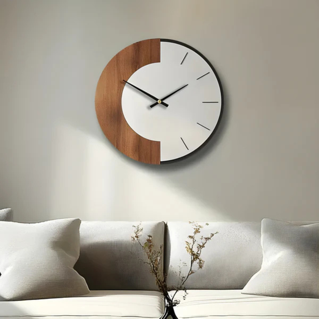 Grote Wandklok van Hout met Stil Kwartsmechanisme – Tijdloos Design voor Elke Ruimte
