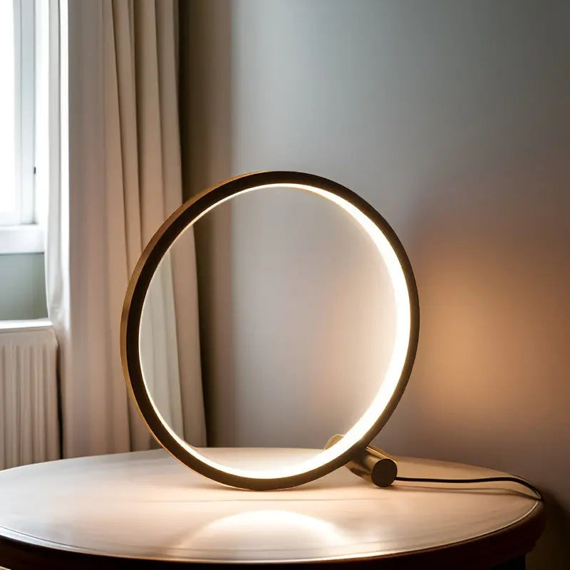 Minimalistische Halo LED Touch Lamp – Aanpasbare Helderheid – USB Aangedreven Bureau Lamp