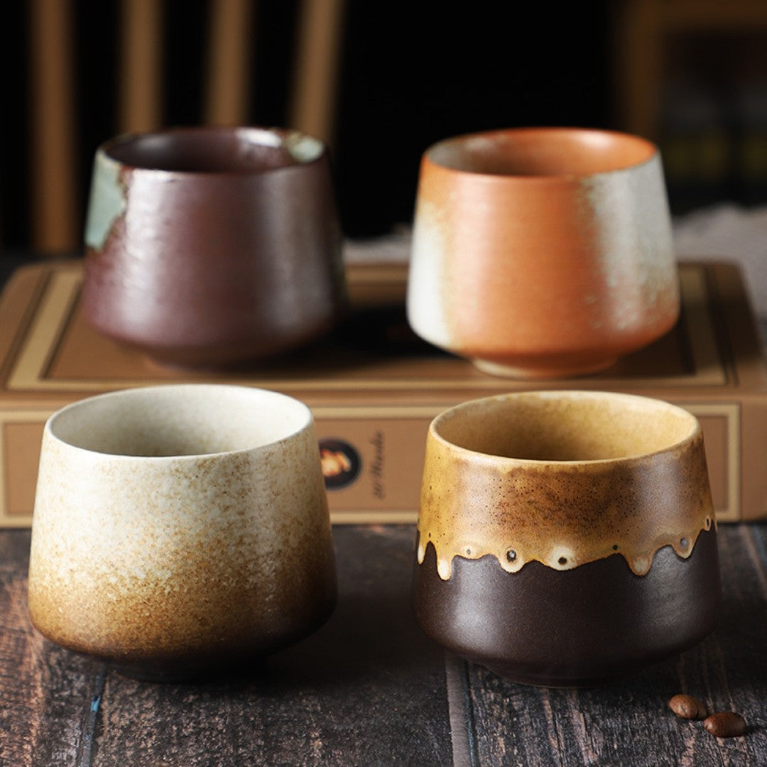 Handgemaakte Japanse espressomokken met matte glazuur – perfect voor koffie en thee, vaatwasserbestendig