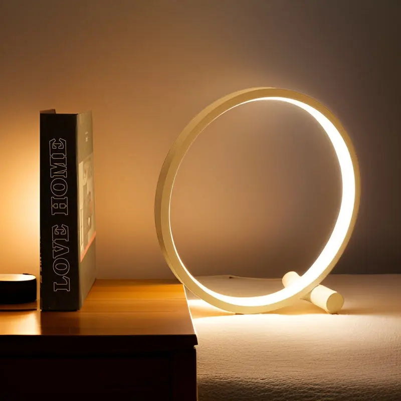 Minimalistische Halo LED Touch Lamp – Aanpasbare Helderheid – USB Aangedreven Bureau Lamp