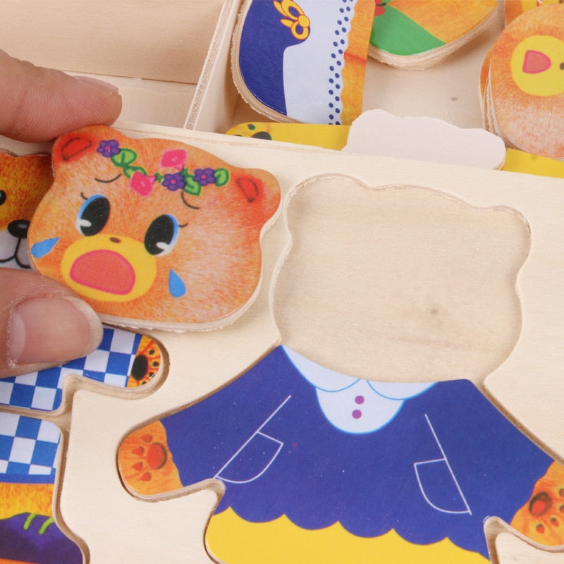 Puzzel voor kinderen met creatieve kledingcombinaties – Veilig, educatief speelgoed, 100 combinaties
