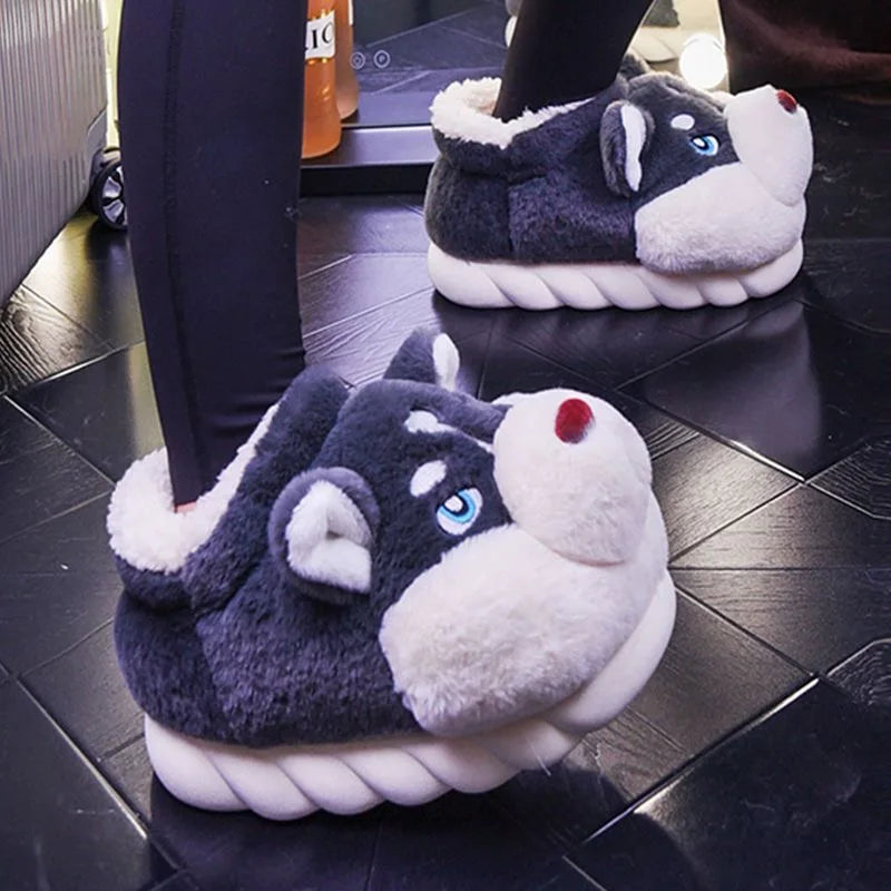 Husky Damespantoffels met zool - Comfortabele pantoffels voor binnengebruik