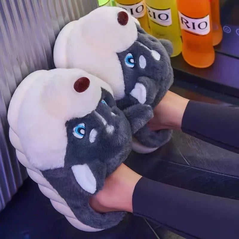 Husky Damespantoffels met zool - Comfortabele pantoffels voor binnengebruik