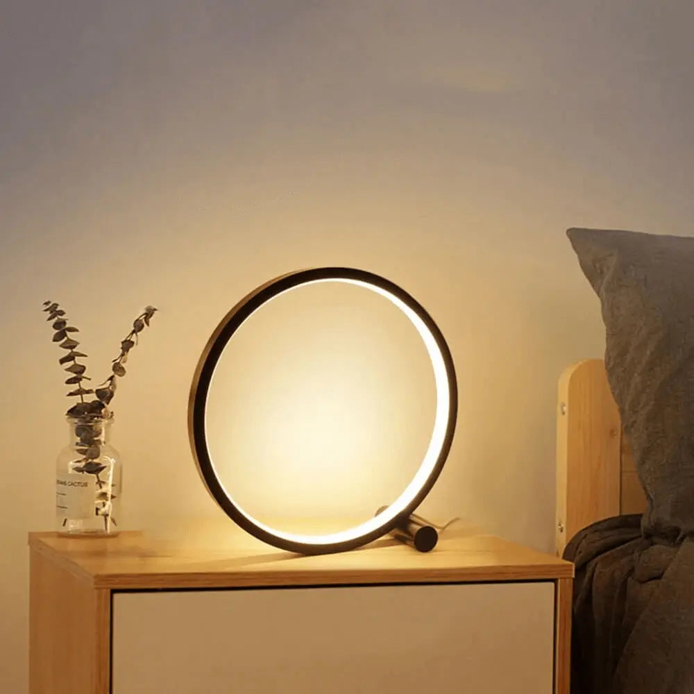 Minimalistische Halo LED Touch Lamp – Aanpasbare Helderheid – USB Aangedreven Bureau Lamp