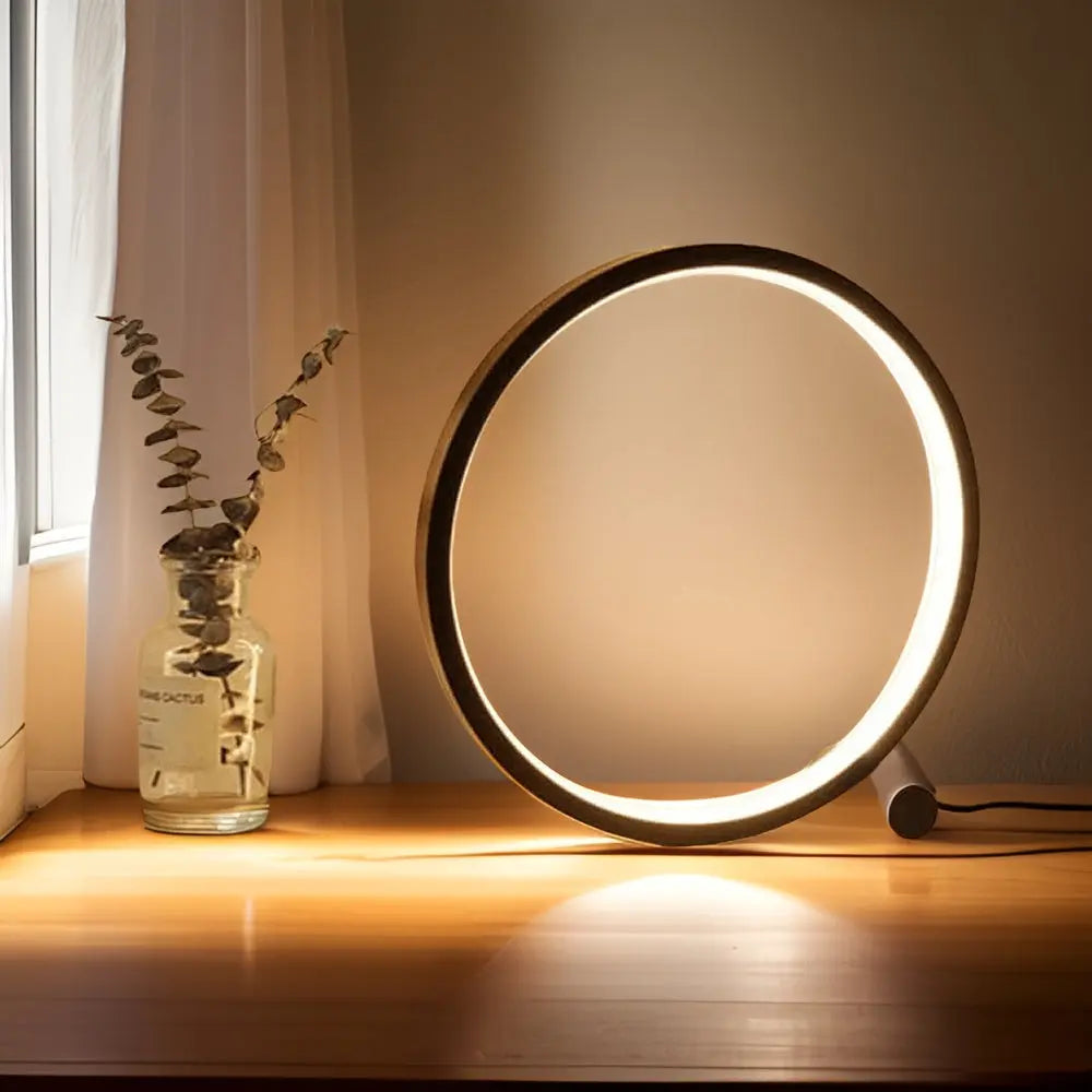 Minimalistische Halo LED Touch Lamp – Aanpasbare Helderheid – USB Aangedreven Bureau Lamp