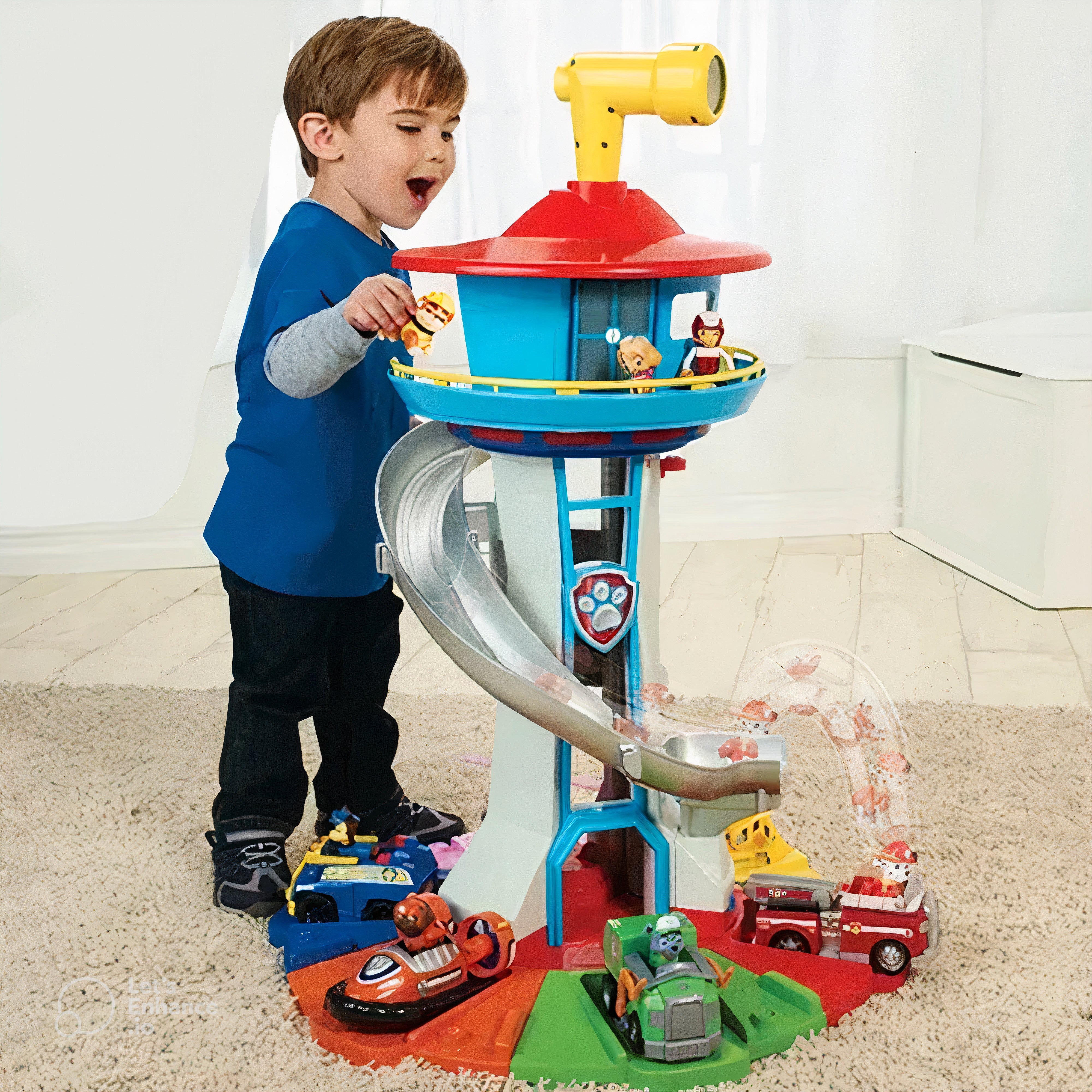 Kinderspeelset met auto's en glijbaan