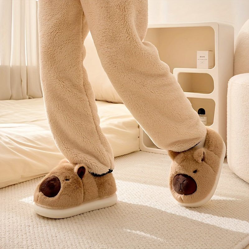 Knuffelige Capybara-binnenpantoffels – zacht en warm met dikke zool, perfect voor koude ochtenden