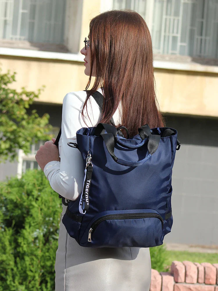 Lichtgewicht 3-in-1 rugzak voor dames - compacte schooltas met organisatie, 12L, omvormbare rugzak