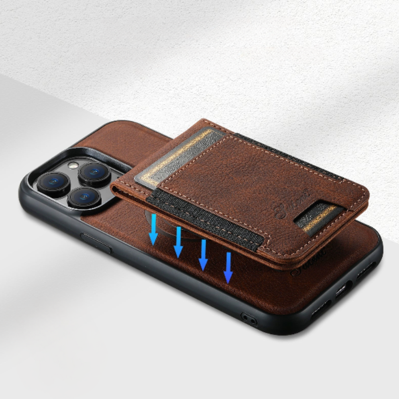 Luxe Telefoonhoes met Kaarthouder en Draadloze Oplaadondersteuning - Duurzaam en Elegant Design