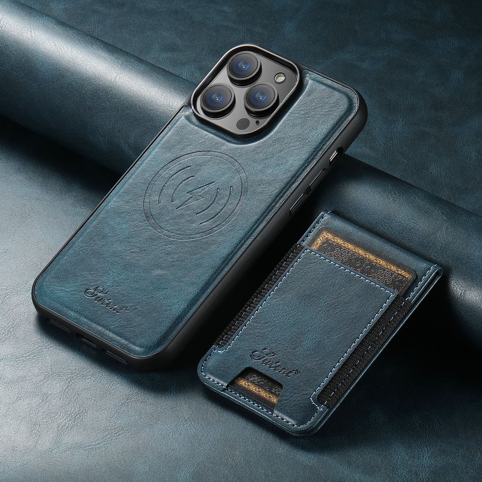 Luxe Telefoonhoes met Kaarthouder en Draadloze Oplaadondersteuning - Duurzaam en Elegant Design