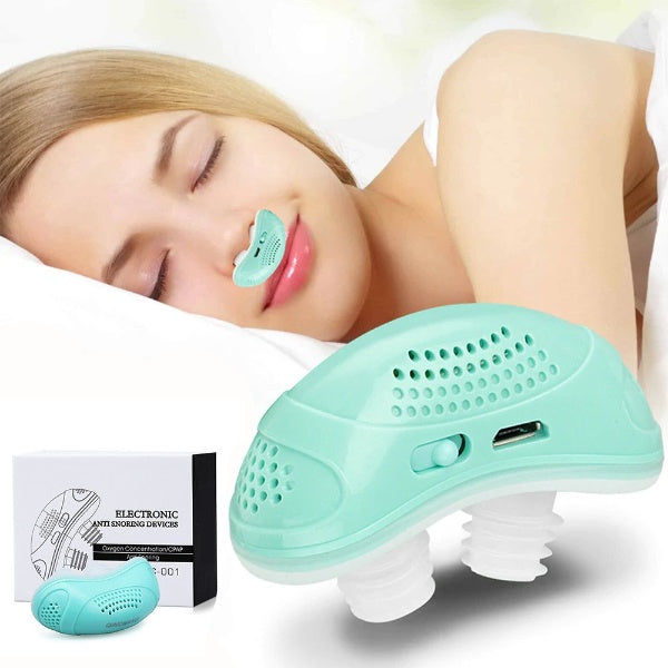 Micro CPAP-apparaat voor slaapapneu - Draagbaar anti-snurkapparaat zonder masker, lichtgroen en fluisterstil