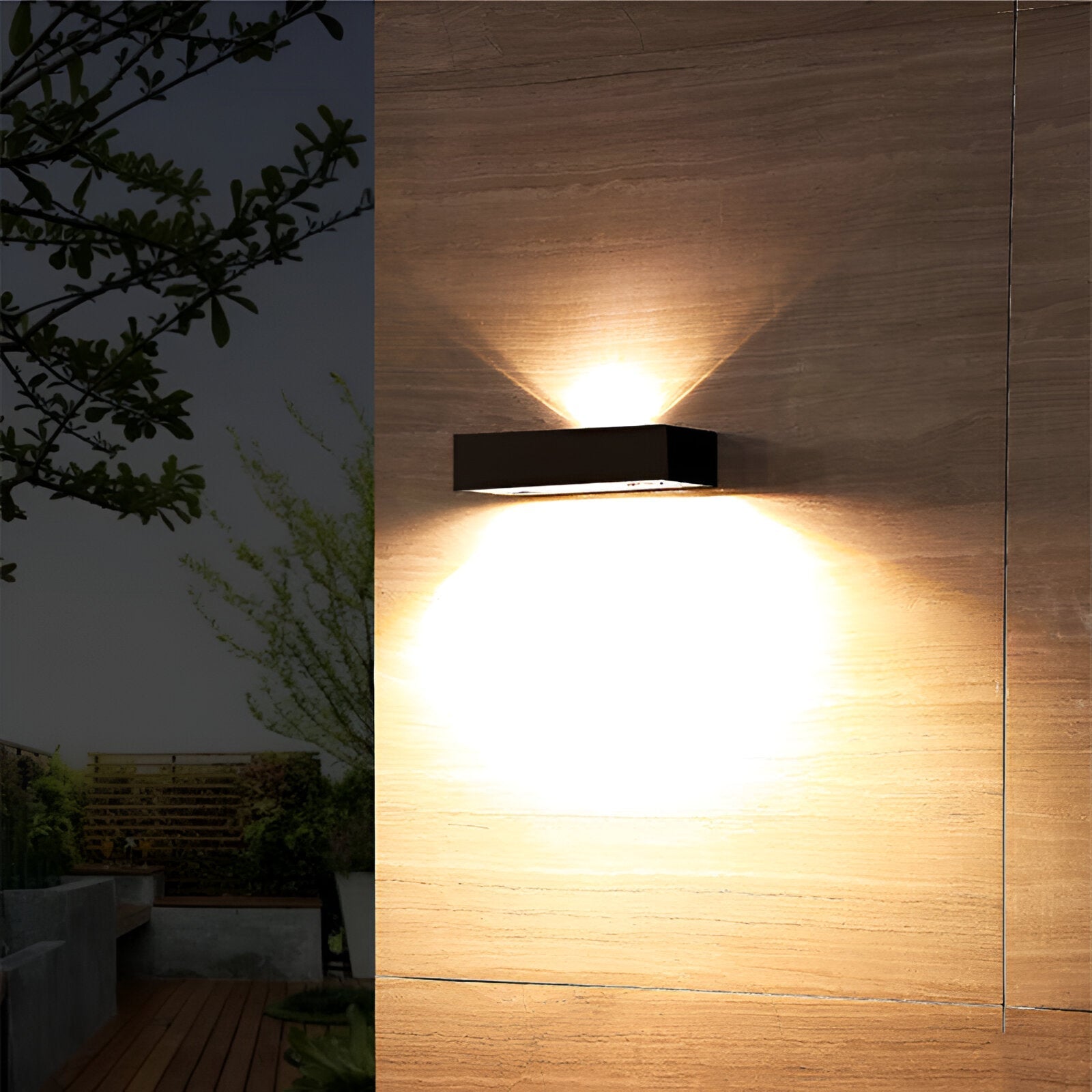 Moderne waterdichte buitenwandlamp met sensor - oplaadbaar op zonne-energie, minimalistisch ontwerp, geschikt voor buiten