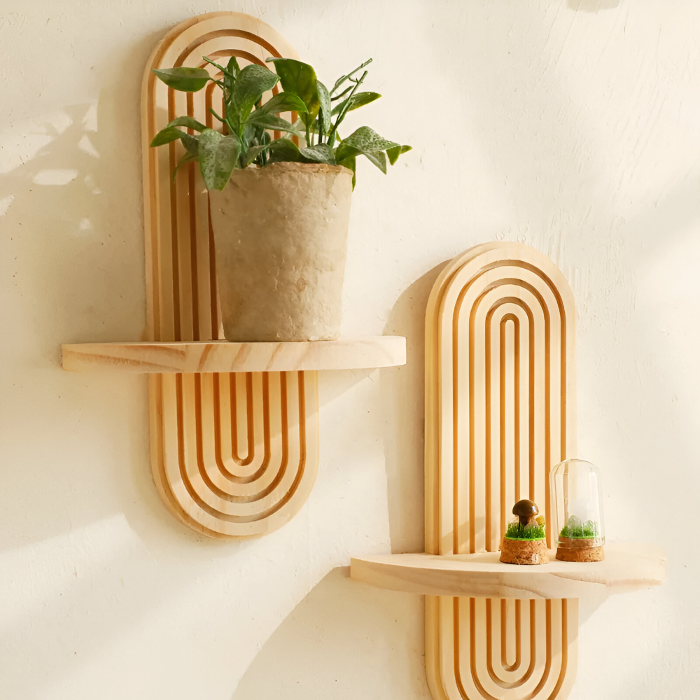 Moderne geometrische houten wandplanken, 35 cm