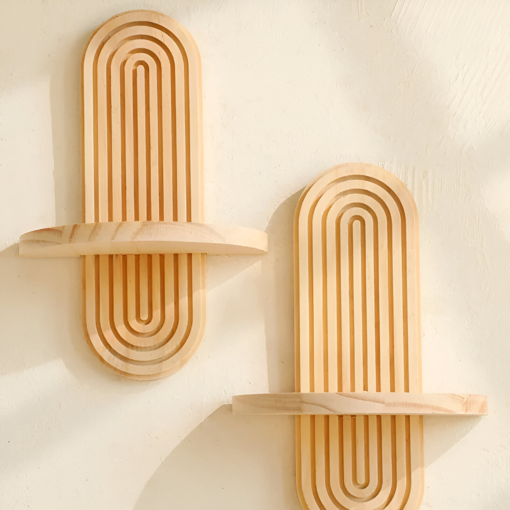 Moderne geometrische houten wandplanken, 35 cm