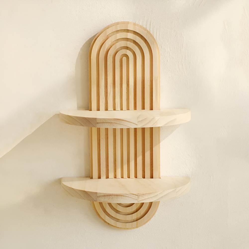 Moderne geometrische houten wandplanken, 35 cm