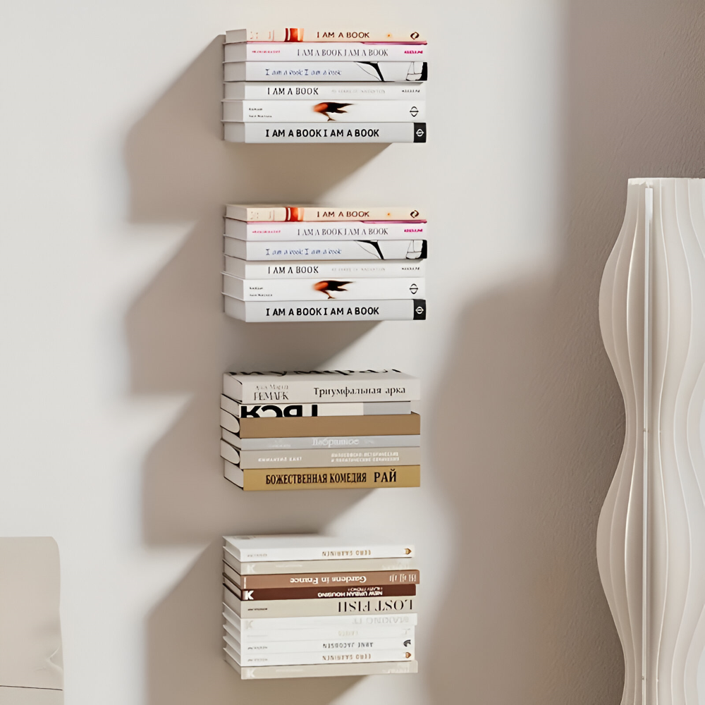 Onzichtbare zwevende boekenplanken - aan de muur gemonteerde boekenorganizers - stijlvolle, ruimtebesparende wandplanken