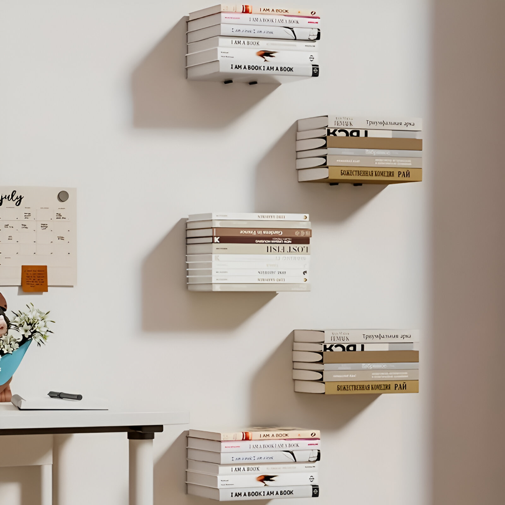 Onzichtbare zwevende boekenplanken - aan de muur gemonteerde boekenorganizers - stijlvolle, ruimtebesparende wandplanken