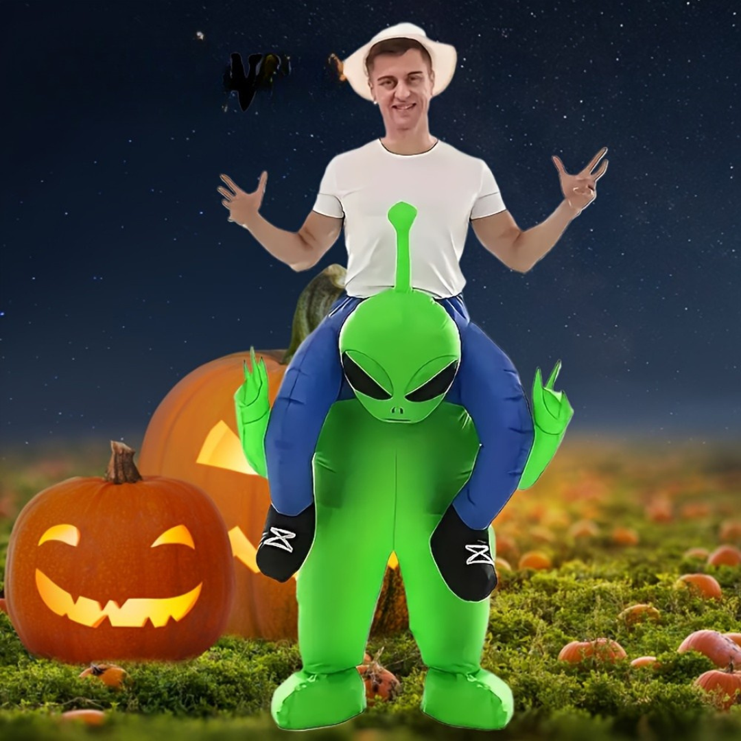 Opblaasbaar Alien Kostuum voor Mannen – Grappig Opblaaspak met Ride-On Illusie voor Halloween en Feesten