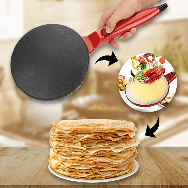 Pannenkoekenpan 20 cm met Ingebouwde Temperatuurregeling en Antiaanbaklaag – Inclusief Beslagkom, Spatel en Garde