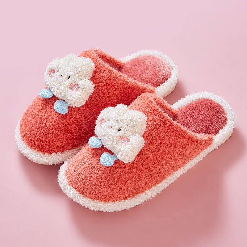 Binnenpantoffels met schattige wolmix borduursels en druppelaccenten - lichtgewicht en zacht in pastelkleuren