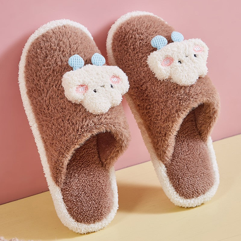 Binnenpantoffels met schattige wolmix borduursels en druppelaccenten - lichtgewicht en zacht in pastelkleuren