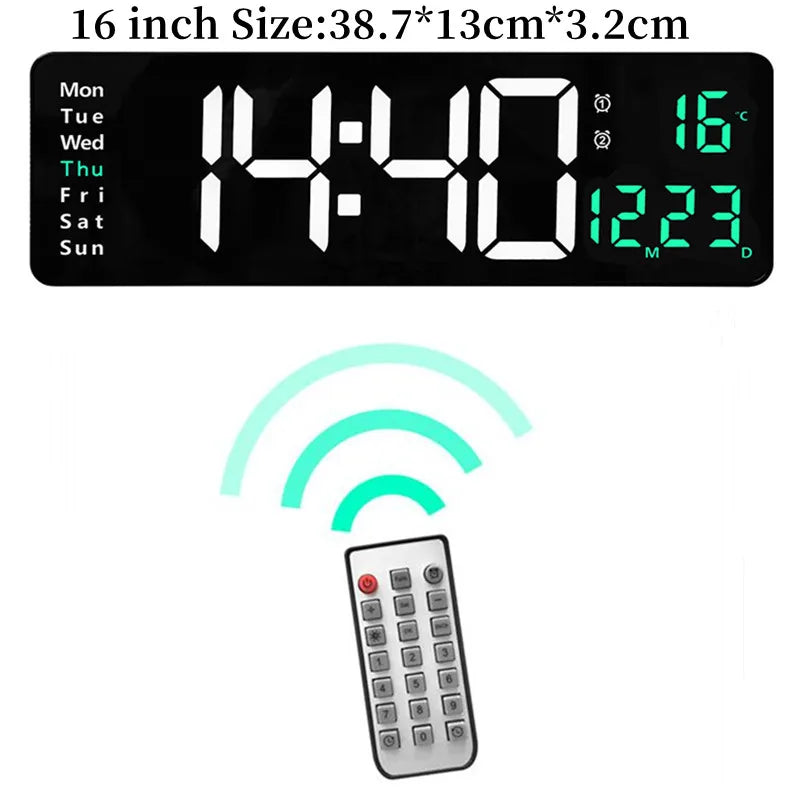 Digitale Wandklok met Dual Alarm en Aanpasbare Verlichting - Multifunctioneel Display