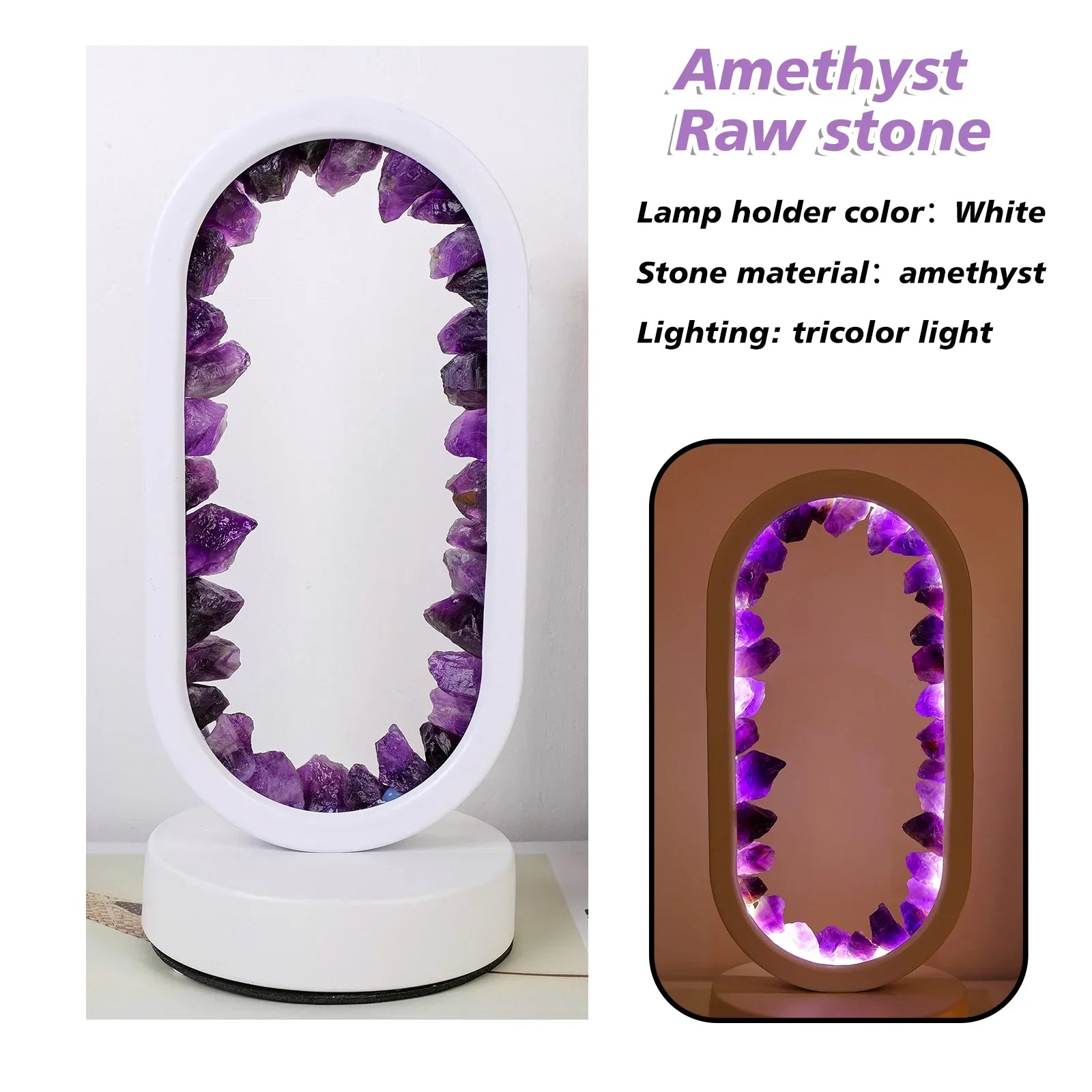 Amethist Tafellamp – Kalmerende Natuurlijke Gloed & Stressverlichting