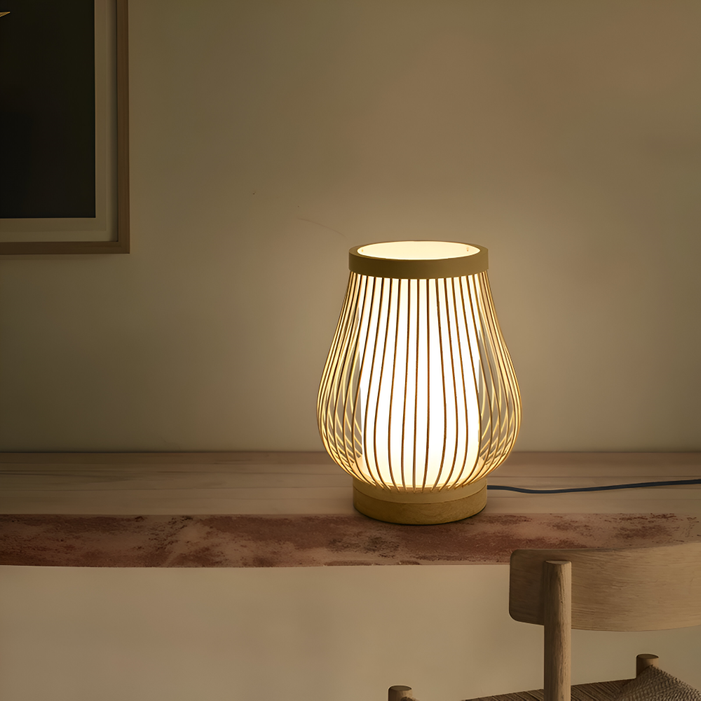 SereniLight Tafellamp - Bureaulamp van bamboehout in Japanse stijl