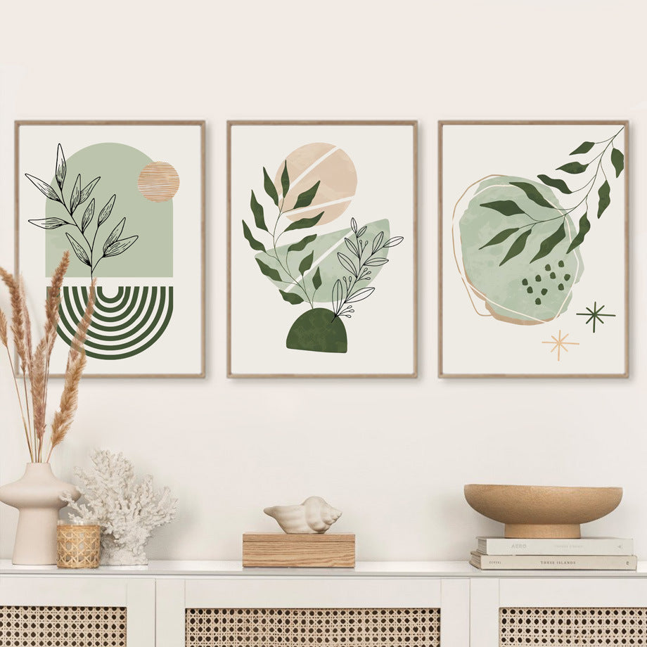 Set van 3 Stukken Botanische Wanddecoratie in Kalmerende Morandi Tinten
