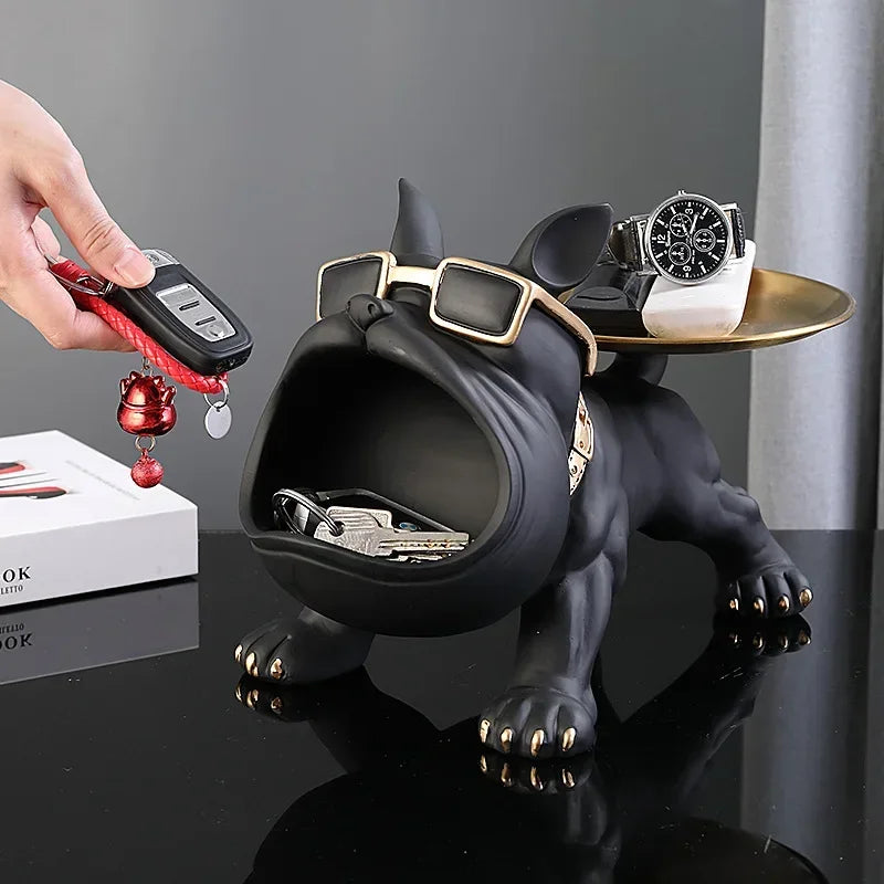 Dieren Beeld Bulldog, Duurzaam Hars met Opslagfunctie voor Decoratie