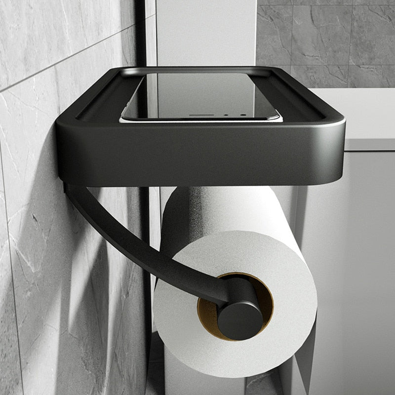 Sleekshelf toiletpapierhouder gemaakt van roestvrij staal met plank - zonder te boren
