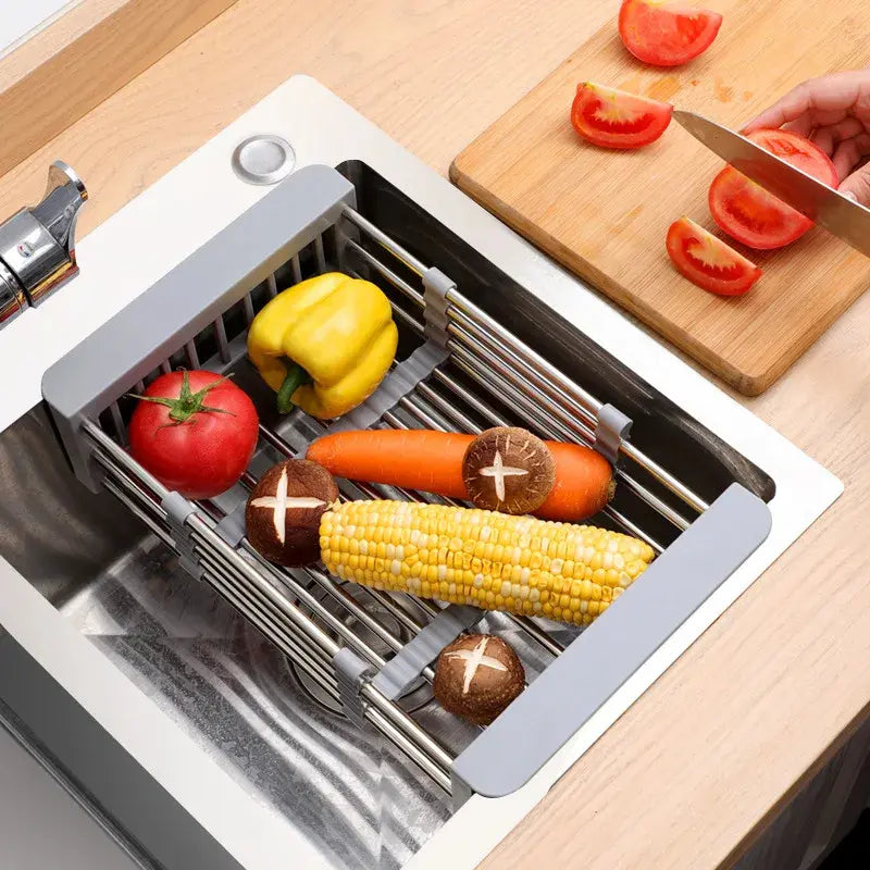 Uitbreidbare afvoermand voor de keuken – Uitbreidbaar voor het afgieten van groenten en fruit