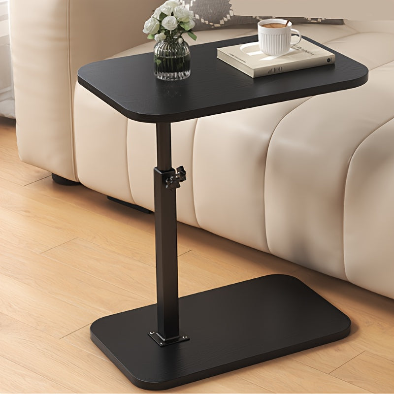 Verstelbare Bijzettafel met Houten Bovenblad en Staalframe – Ideaal voor Bank of Bed, Hoogte 45-80 cm