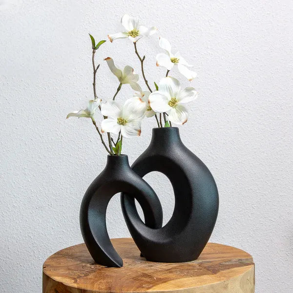 Gleora keramische verweven bloemenvaas - elegante vaas voor bloemendisplays