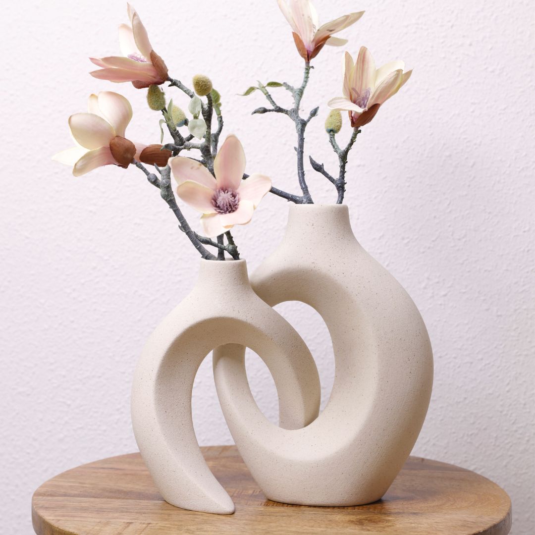 Gleora keramische verweven bloemenvaas - elegante vaas voor bloemendisplays