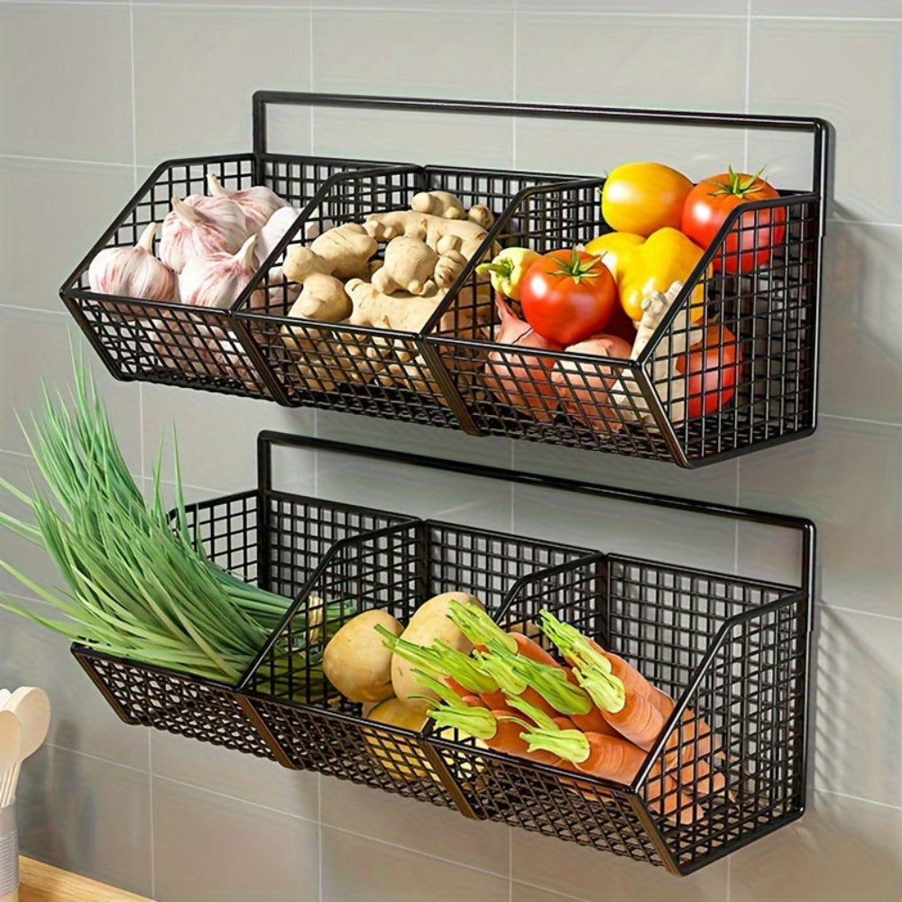 Wandopbergmand voor de keuken – Ademend ontwerp, wandmontage, ideaal voor fruit en keukengerei