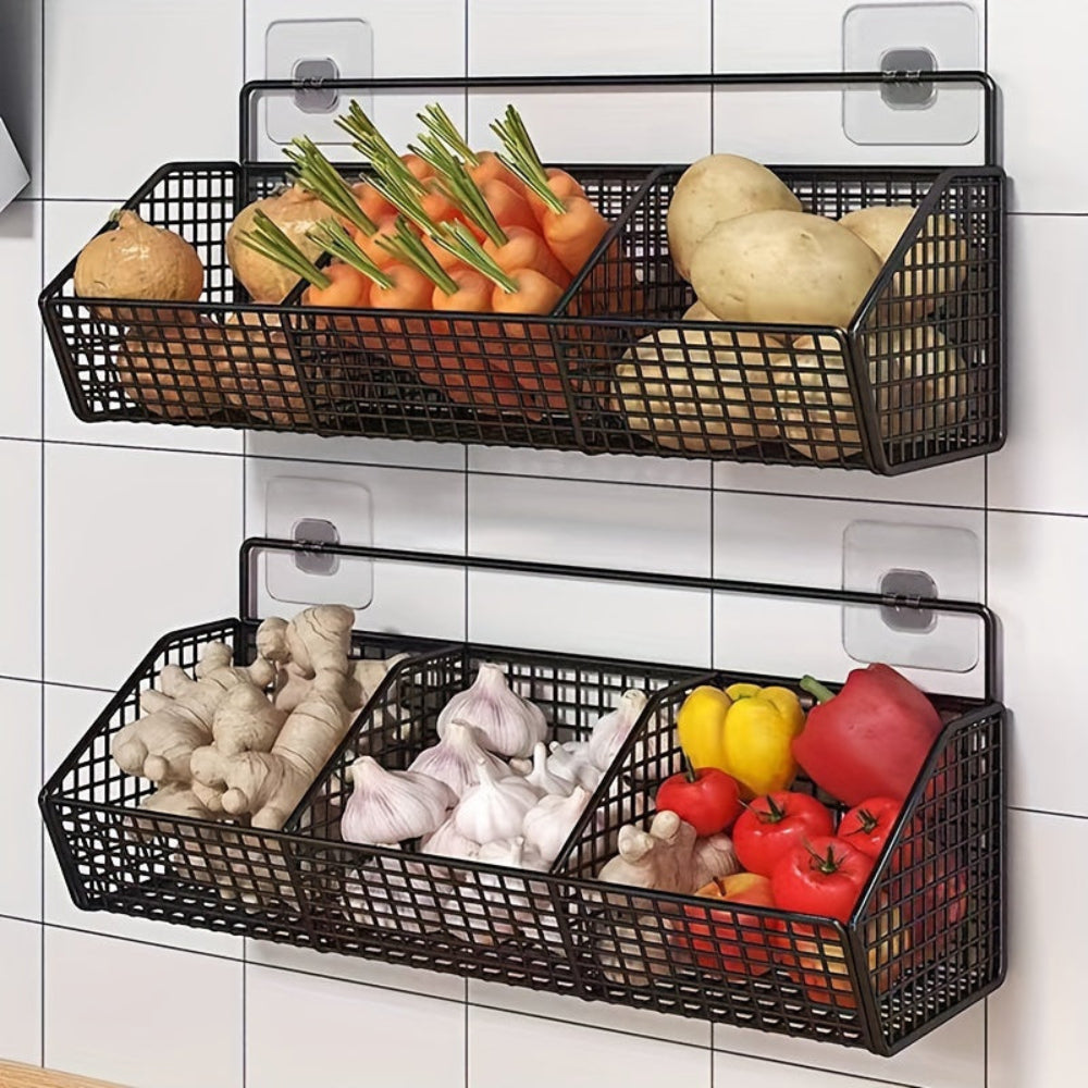Wandopbergmand voor de keuken – Ademend ontwerp, wandmontage, ideaal voor fruit en keukengerei