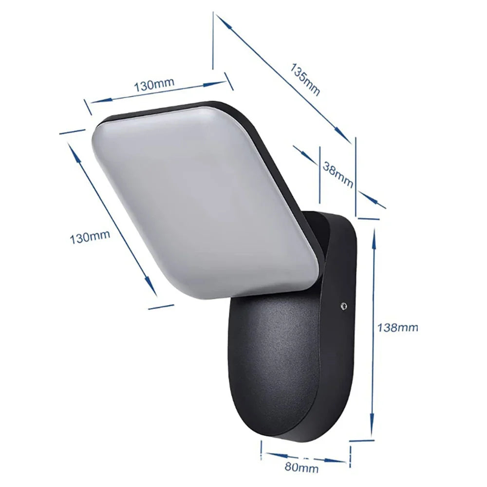 Waterdichte Buiten Wandlamp met PIR Bewegingssensor - 12W LED, Modern Design, IP65, Voor Buitenverlichting