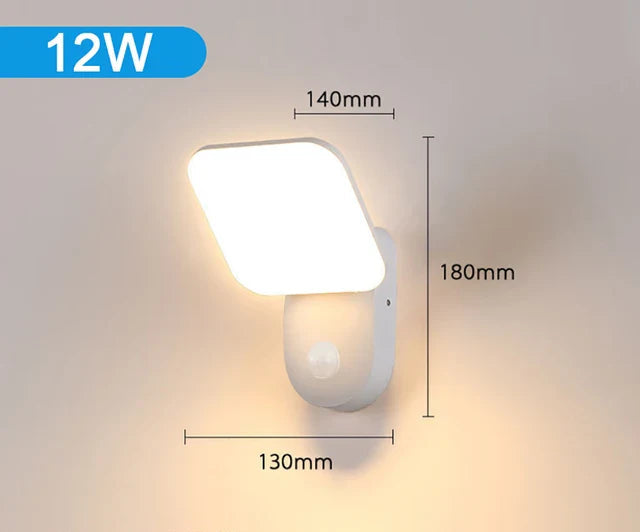 Waterdichte Buiten Wandlamp met PIR Bewegingssensor - 12W LED, Modern Design, IP65, Voor Buitenverlichting