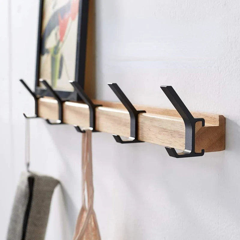 Zwarte wandkapstok met 5 dubbele kapstokken – Modern Scandinavisch design voor hal en slaapkamer