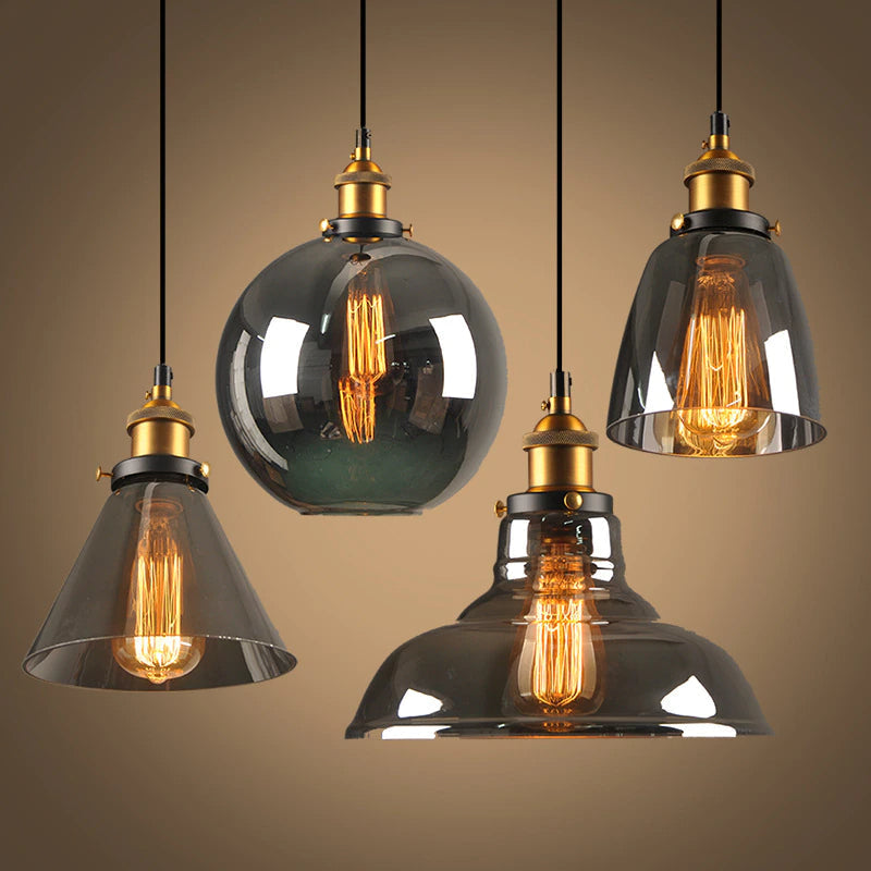Vintage glazen hanglamp - Moderne industriële hanglamp met E27 fitting