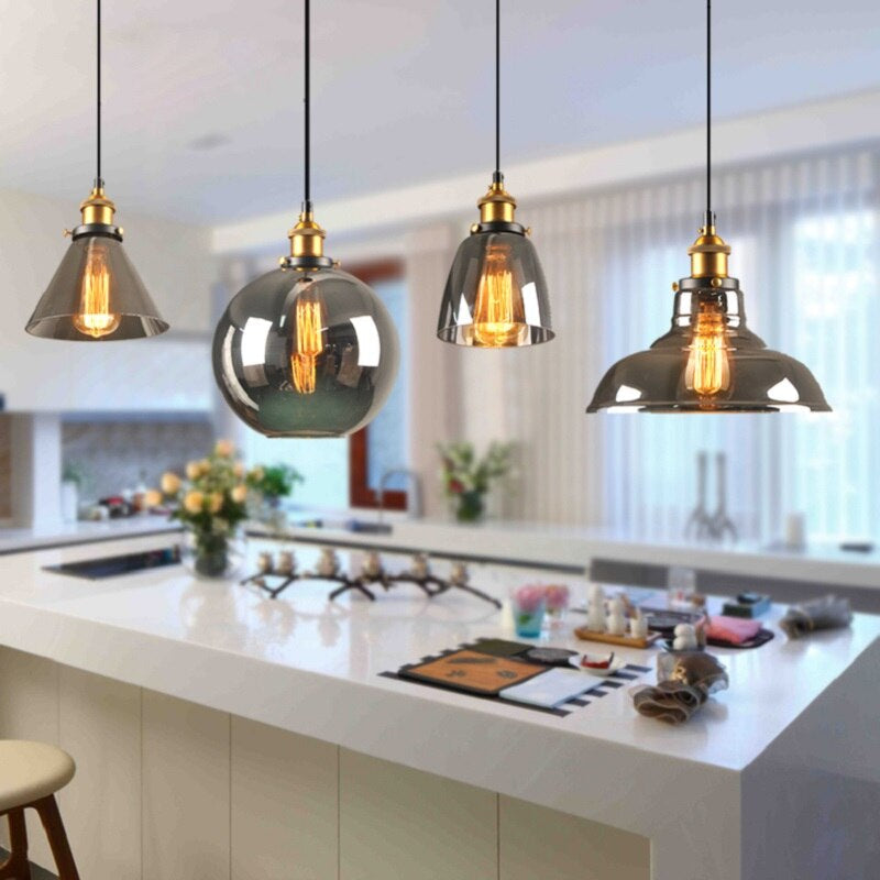 Vintage glazen hanglamp - Moderne industriële hanglamp met E27 fitting